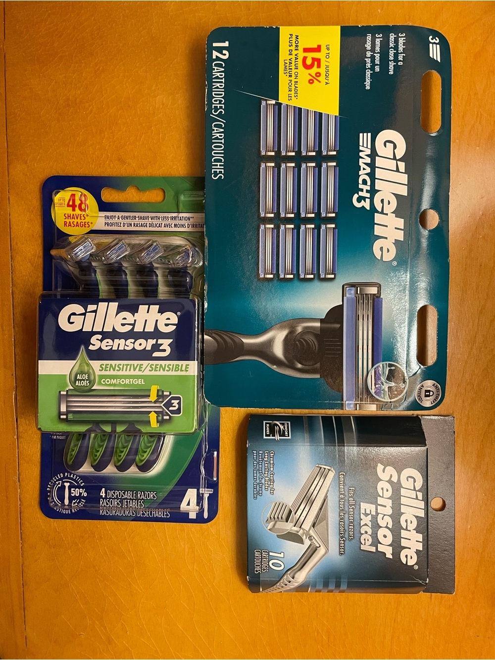 NEW Gillette Razor & Blade Bundle - SENSOR3 Sensor Excel Mach 3